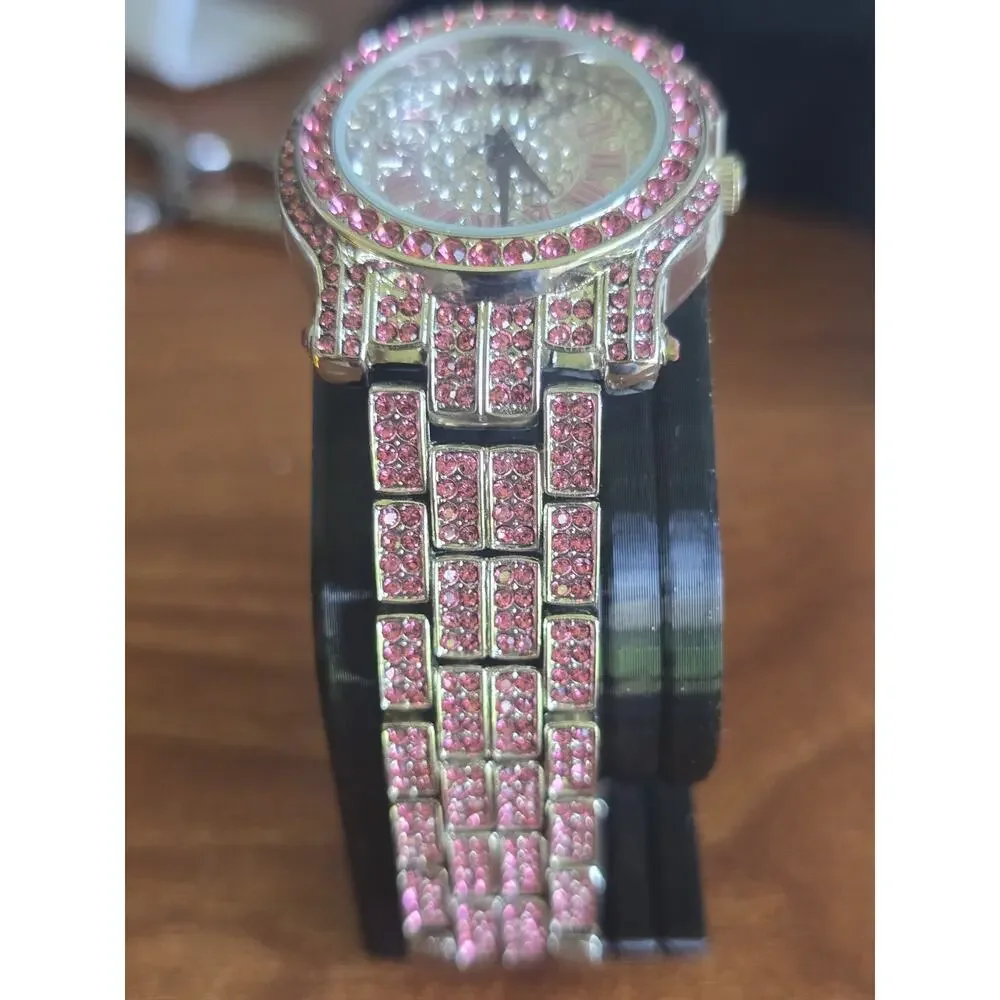 Pink Cz crystal watch